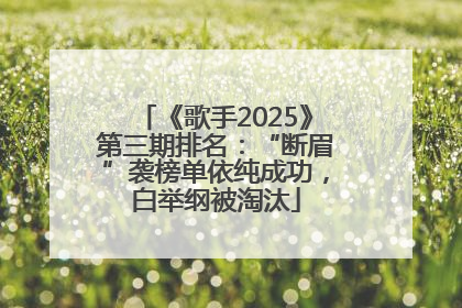 《歌手2025》第三期排名：“断眉”袭榜单依纯成功，白举纲被淘汰