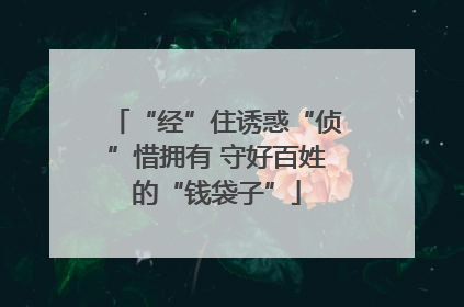“经”住诱惑“侦”惜拥有 守好百姓的“钱袋子”