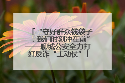 “守好群众钱袋子，我们时刻冲在前”——聊城公安全力打好反诈“主动仗”