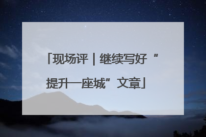现场评｜继续写好“提升一座城”文章
