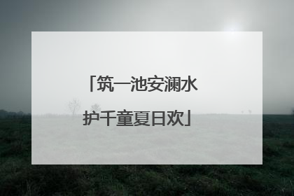 筑一池安澜水 护千童夏日欢