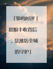 筝鸣时评丨夏粮丰收背后，是潍坊全城的守护