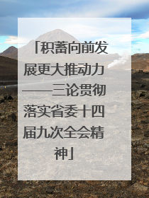 积蓄向前发展更大推动力——三论贯彻落实省委十四届九次全会精神