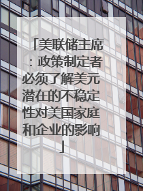 美联储主席：政策制定者必须了解美元潜在的不稳定性对美国家庭和企业的影响