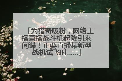 为猎奇吸粉，网络主播直播战斗机起降引来间谍！正要直播某新型战机试飞时……