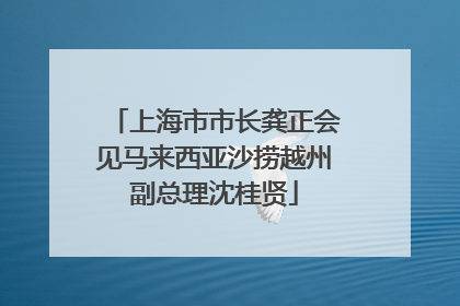 上海市市长龚正会见马来西亚沙捞越州副总理沈桂贤