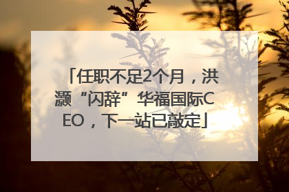 任职不足2个月，洪灏“闪辞”华福国际CEO，下一站已敲定