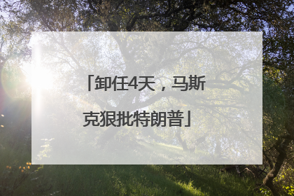 卸任4天，马斯克狠批特朗普