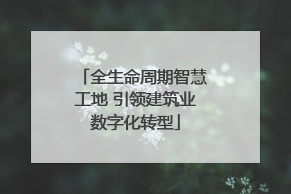 全生命周期智慧工地 引领建筑业数字化转型