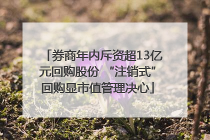 券商年内斥资超13亿元回购股份 “注销式”回购显市值管理决心