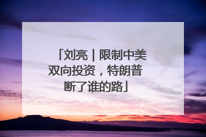 刘亮｜限制中美双向投资，特朗普断了谁的路