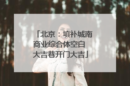 北京：填补城南商业综合体空白 大吉巷开门大吉