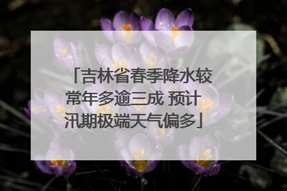 吉林省春季降水较常年多逾三成 预计汛期极端天气偏多