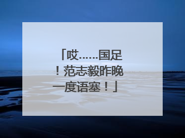 哎……国足！范志毅昨晚一度语塞！