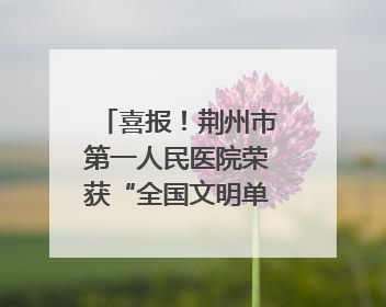 喜报！荆州市第一人民医院荣获“全国文明单位”称号