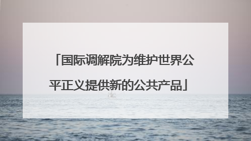 国际调解院为维护世界公平正义提供新的公共产品