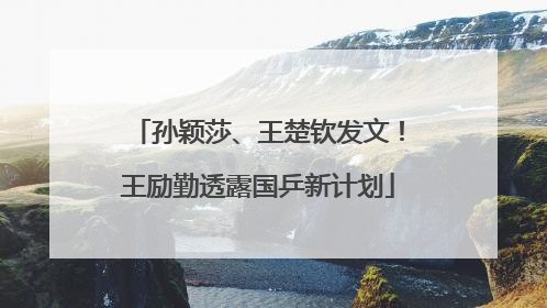 孙颖莎、王楚钦发文！王励勤透露国乒新计划