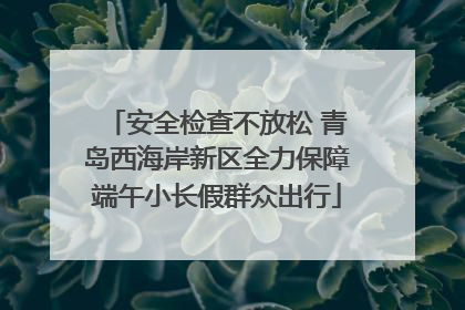 安全检查不放松 青岛西海岸新区全力保障端午小长假群众出行