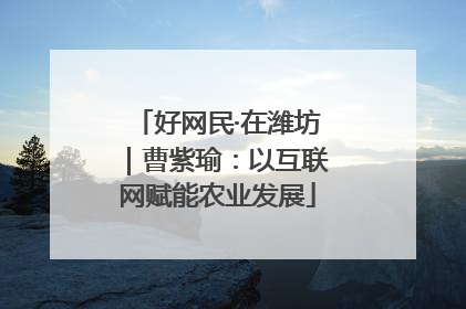 好网民·在潍坊｜曹紫瑜：以互联网赋能农业发展