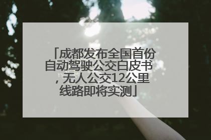 成都发布全国首份自动驾驶公交白皮书，无人公交12公里线路即将实测