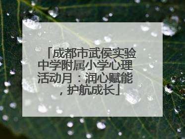 成都市武侯实验中学附属小学心理活动月：润心赋能，护航成长