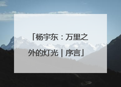 杨宇东：万里之外的灯光｜序言