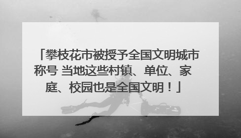 攀枝花市被授予全国文明城市称号 当地这些村镇、单位、家庭、校园也是全国文明！