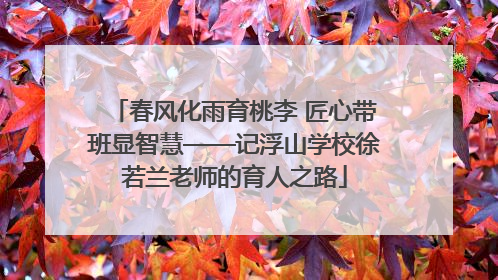 春风化雨育桃李 匠心带班显智慧——记浮山学校徐若兰老师的育人之路