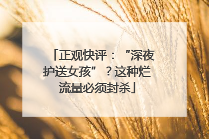 正观快评：“深夜护送女孩”？这种烂流量必须封杀