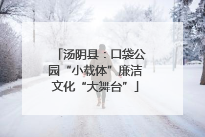 汤阴县：口袋公园“小载体”廉洁文化“大舞台”