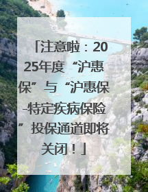 注意啦：2025年度“沪惠保”与“沪惠保-特定疾病保险”投保通道即将关闭！