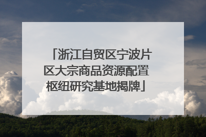 浙江自贸区宁波片区大宗商品资源配置枢纽研究基地揭牌