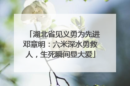 湖北省见义勇为先进邓章明：六米深水勇救人，生死瞬间显大爱