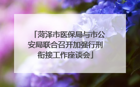 菏泽市医保局与市公安局联合召开加强行刑衔接工作座谈会