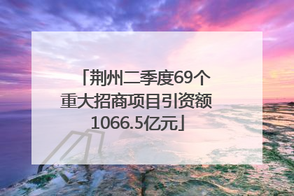 荆州二季度69个重大招商项目引资额1066.5亿元