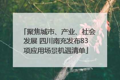 聚焦城市、产业、社会发展 四川南充发布83项应用场景机遇清单