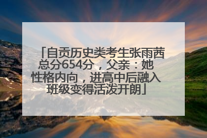 自贡历史类考生张雨茜总分654分，父亲：她性格内向，进高中后融入班级变得活泼开朗