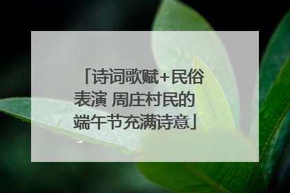 诗词歌赋+民俗表演 周庄村民的端午节充满诗意