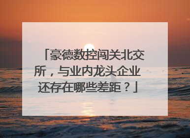 豪德数控闯关北交所，与业内龙头企业还存在哪些差距？