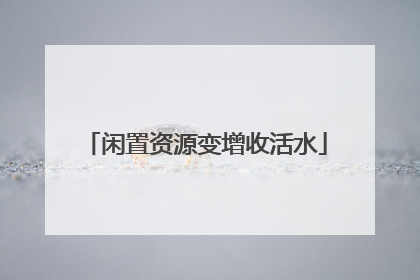 闲置资源变增收活水
