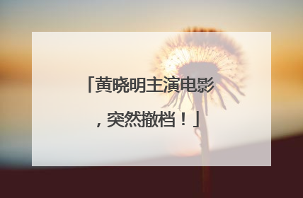 黄晓明主演电影，突然撤档！