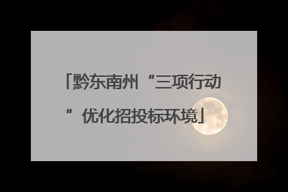 黔东南州“三项行动”优化招投标环境