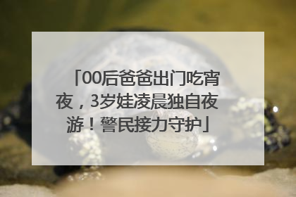 00后爸爸出门吃宵夜，3岁娃凌晨独自夜游！警民接力守护